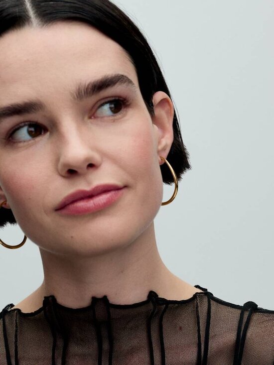 Pandora Organically Shaped 42 mm Open Hoop Earrings - Picture 2 of 3